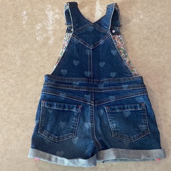 Mini Boden Mid Vintage Blue Girls' Heart Print Short Dungarees - Picture 12 of 13